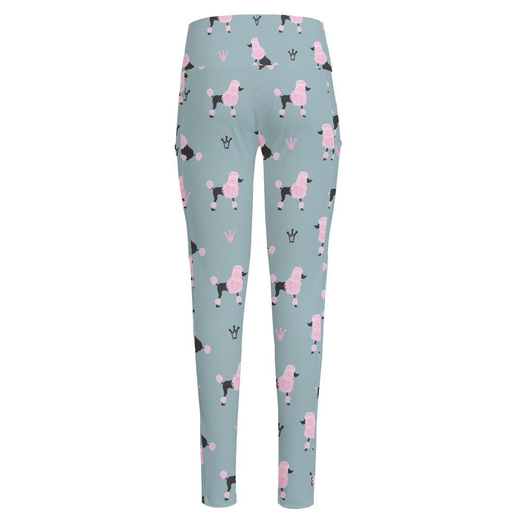 Poodle And Crown Pattern Print High-Waisted Pocket Leggings