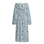 Poodle And Crown Pattern Print Hooded Bathrobe