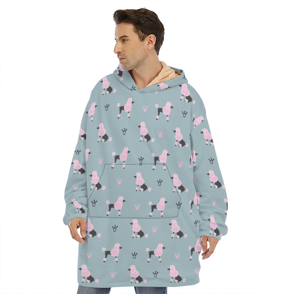 Poodle And Crown Pattern Print Hoodie Blanket
