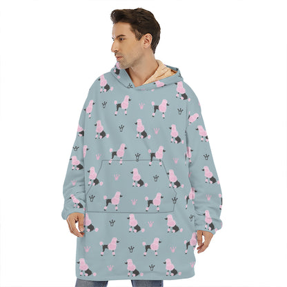 Poodle And Crown Pattern Print Hoodie Blanket