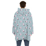 Poodle And Crown Pattern Print Hoodie Blanket