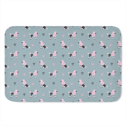 Poodle And Crown Pattern Print Indoor Door Mat