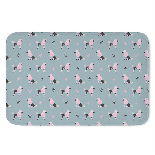 Poodle And Crown Pattern Print Indoor Door Mat