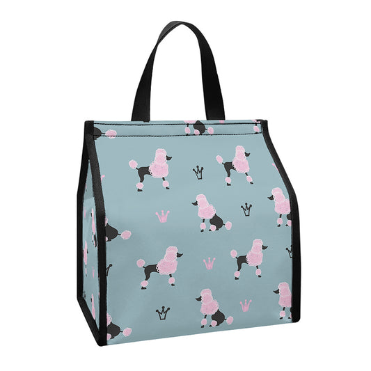 Poodle And Crown Pattern Print Insulated Lunch Tote