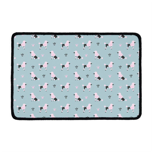 Poodle And Crown Pattern Print Kitchen Mat