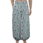 Poodle And Crown Pattern Print Lantern Pants