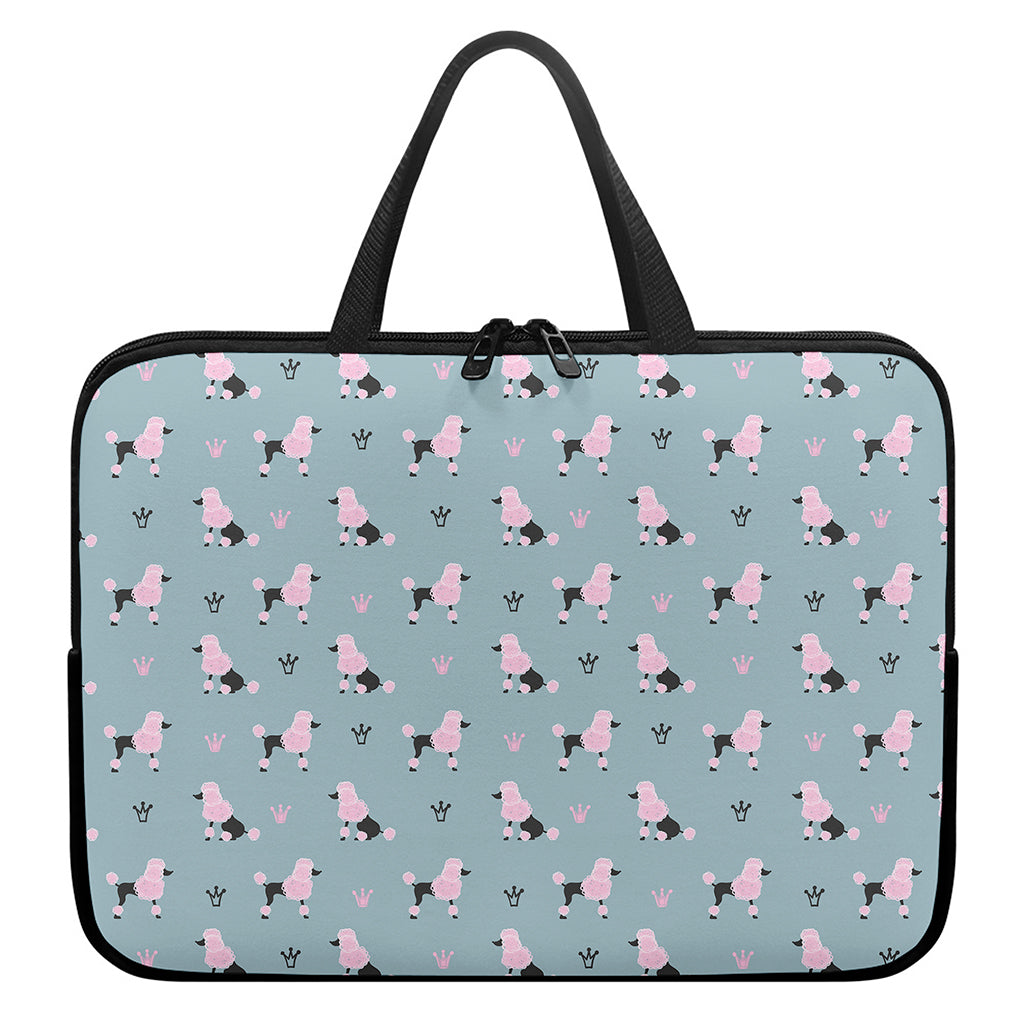 Poodle And Crown Pattern Print Laptop Sleeve With Handle