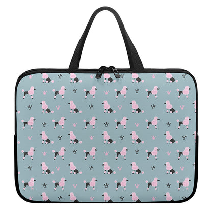 Poodle And Crown Pattern Print Laptop Sleeve With Handle