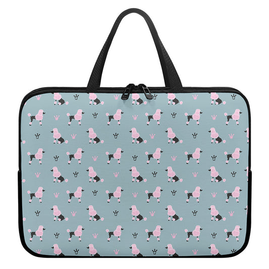 Poodle And Crown Pattern Print Laptop Sleeve With Handle