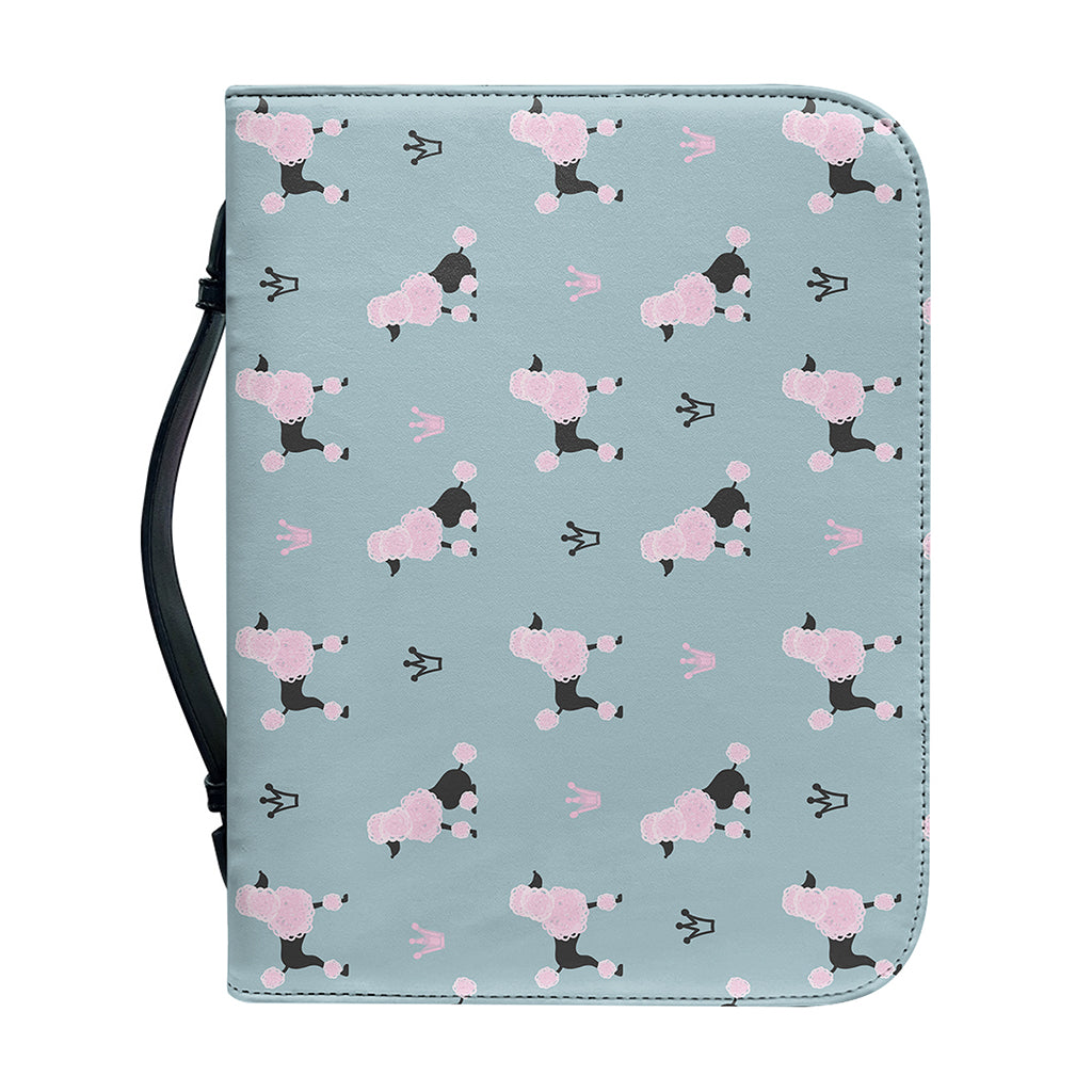Poodle And Crown Pattern Print Leather Bible Cover