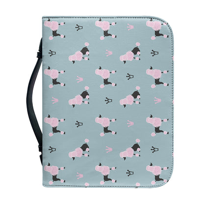 Poodle And Crown Pattern Print Leather Bible Cover