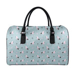 Poodle And Crown Pattern Print Leather Duffle Bag