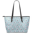 Poodle And Crown Pattern Print Leather Tote Bag With Zipper
