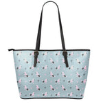 Poodle And Crown Pattern Print Leather Tote Bag