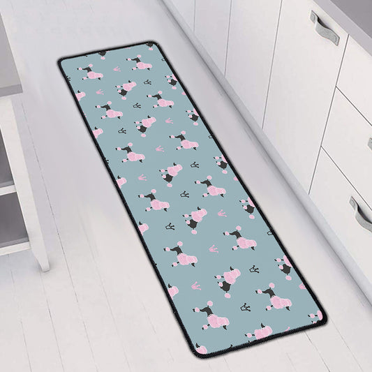 Poodle And Crown Pattern Print Long Kitchen Mat