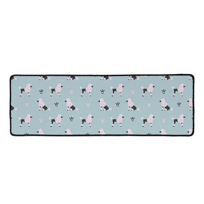 Poodle And Crown Pattern Print Long Kitchen Mat