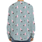 Poodle And Crown Pattern Print Long Sleeve Baseball Jersey