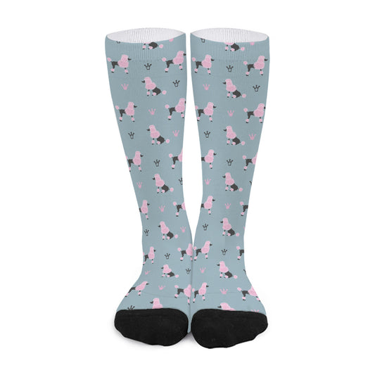 Poodle And Crown Pattern Print Long Socks