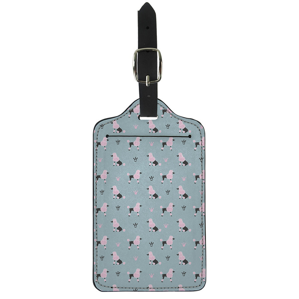 Poodle And Crown Pattern Print Luggage Tag