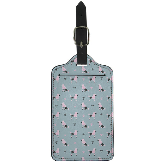 Poodle And Crown Pattern Print Luggage Tag