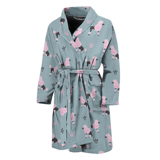 Poodle And Crown Pattern Print Men's Bathrobe