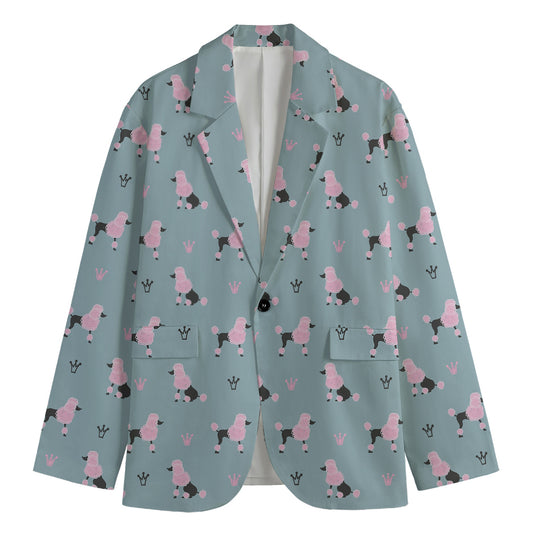 Poodle And Crown Pattern Print Men's Blazer