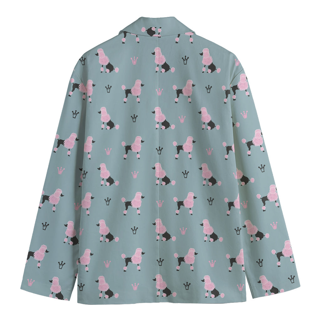 Poodle And Crown Pattern Print Men's Cotton Blazer