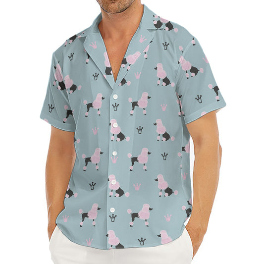 Poodle And Crown Pattern Print Men's Deep V-Neck Shirt