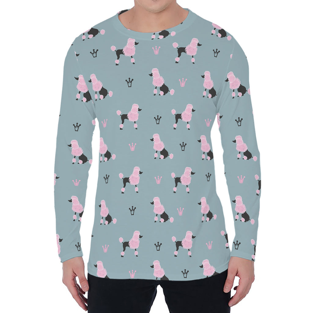 Poodle And Crown Pattern Print Men's Long Sleeve T-Shirt