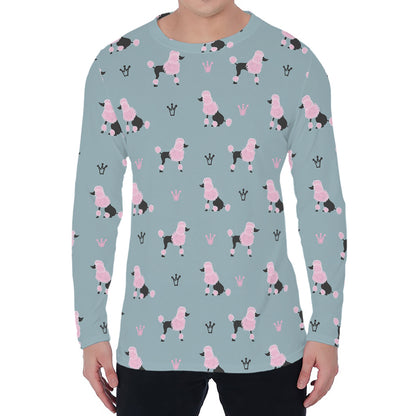 Poodle And Crown Pattern Print Men's Long Sleeve T-Shirt