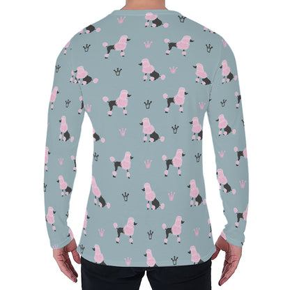 Poodle And Crown Pattern Print Men's Long Sleeve T-Shirt