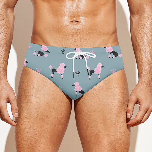 Poodle And Crown Pattern Print Men's Swim Briefs