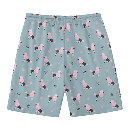 Poodle And Crown Pattern Print Men's Swim Trunks