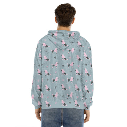 Poodle And Crown Pattern Print Men's Velvet Pullover Hoodie