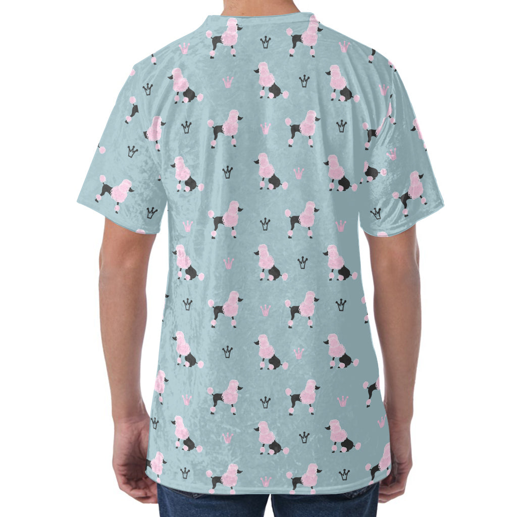 Poodle And Crown Pattern Print Men's Velvet T-Shirt
