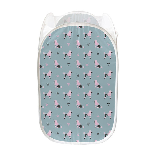 Poodle And Crown Pattern Print Mesh Laundry Hamper