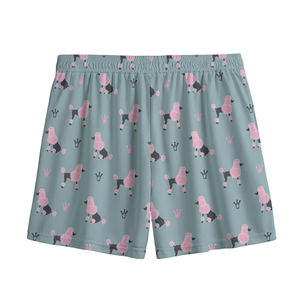 Poodle And Crown Pattern Print Mesh Shorts