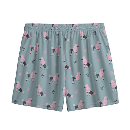 Poodle And Crown Pattern Print Mesh Shorts
