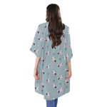 Poodle And Crown Pattern Print Open Front Beach Cover Up
