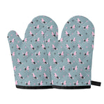 Poodle And Crown Pattern Print Oven Mitts