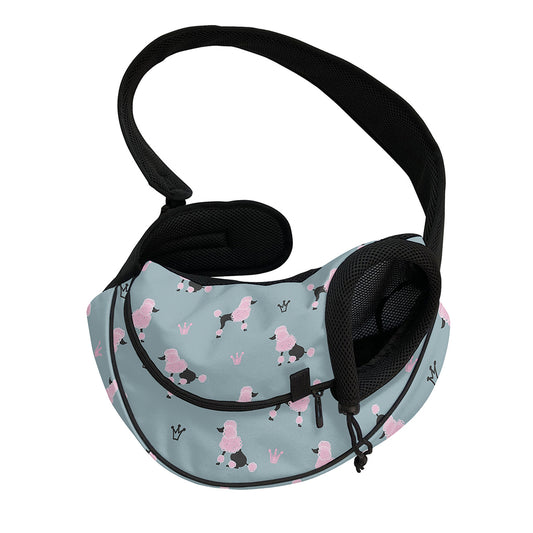 Poodle And Crown Pattern Print Pet Sling Carrier