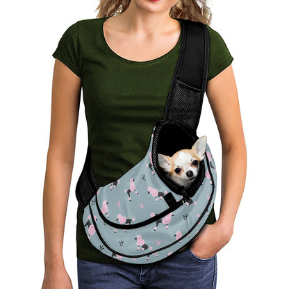 Poodle And Crown Pattern Print Pet Sling Carrier