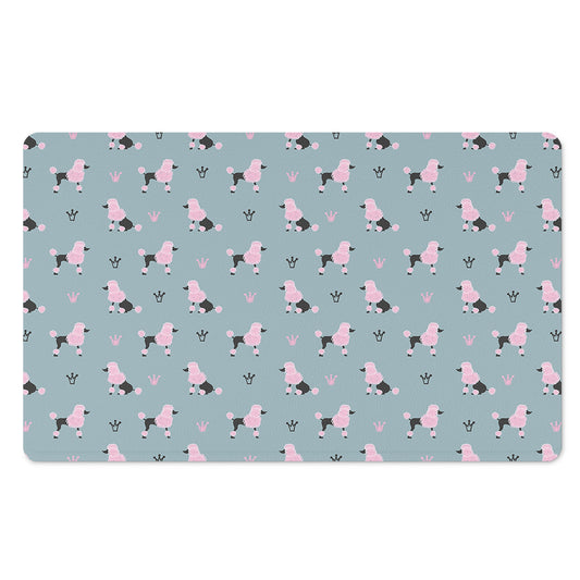 Poodle And Crown Pattern Print Polyester Doormat