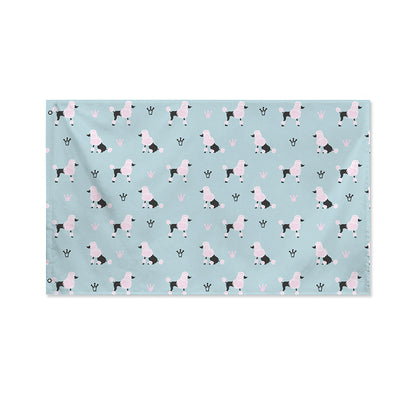 Poodle And Crown Pattern Print Polyester Flag