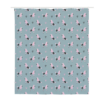 Poodle And Crown Pattern Print Polyester Shower Curtain