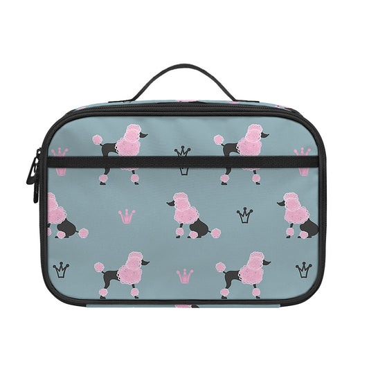 Poodle And Crown Pattern Print Portable Lunch Bag