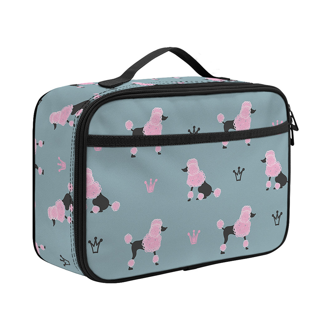 Poodle And Crown Pattern Print Portable Lunch Bag
