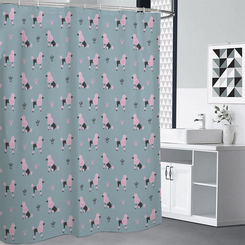 Poodle And Crown Pattern Print Premium Shower Curtain