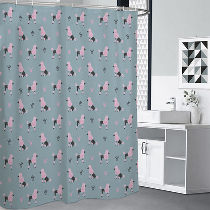 Poodle And Crown Pattern Print Premium Shower Curtain