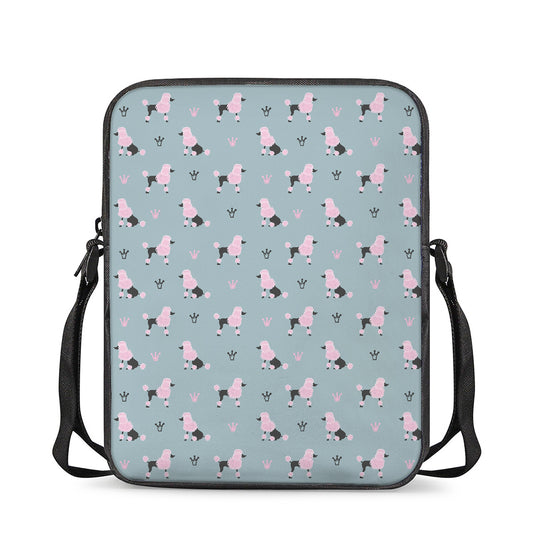 Poodle And Crown Pattern Print Rectangular Crossbody Bag